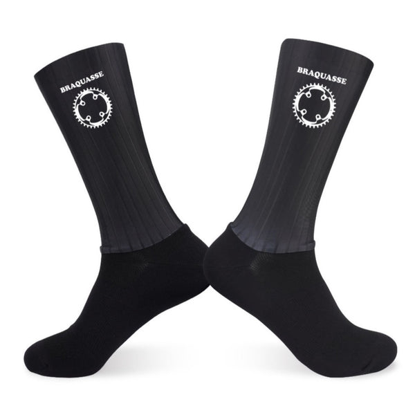 Chaussettes De Vélo Aérodynamiques Noires conçues par la Braquasse